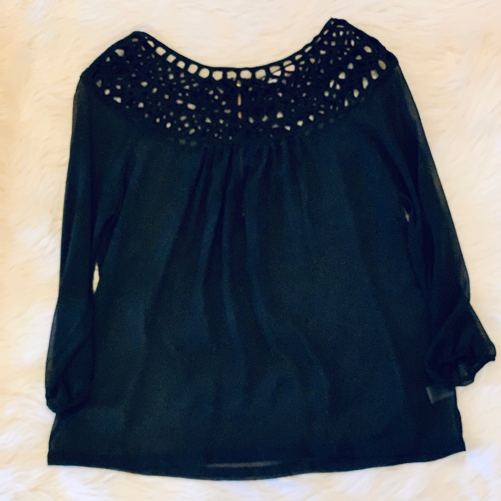 Black Crochet Boutique Blouse